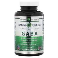 ราคา Amazing Nutrition, GABA, 750 mg, 200 Veggie Capsules (AMN-02327)