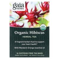 ราคา Gaia Herbs, Organic Hibiscus Herbal Tea, Caffeine Free, 16 Tea Bags, 1.13 oz (32 g) (GAI-14686)
