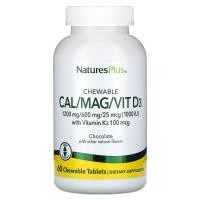 ราคา NaturesPlus, Chewable Cal/Mag/Vit D3, Chocolate, 60 Chewable Tablets (NAP-33648)