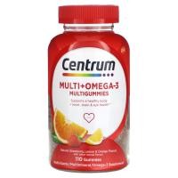 ราคา Centrum, Multi + Omega-3 Multigummies, Natural Strawberry, Lemon & Orange, 110 Gummies (CEM-28432)