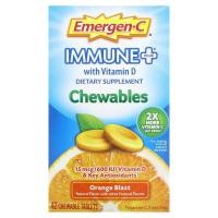 ราคา Emergen-C, Immune Plus With Vitamin D, Orange Blast, 42 Chewable Tablets (ALA-10060)