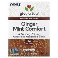 ราคา NOW Foods, Ginger Mint Comfort, Caffeine Free , 24 Tea Bags, 1.7 oz (48 g) (NOW-04235)