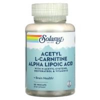 ราคา Solaray, Acetyl L-Carnitine Alpha Lipoic Acid, 60 VegCaps (SOR-42889)