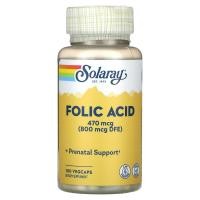 ราคา Solaray, Folic Acid, 470 mcg, 100 VegCaps (SOR-04352)