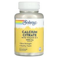 ราคา Solaray, Calcium Citrate with Vitamin D-3, 1,000 mg, 90 Capsules (SOR-04583)