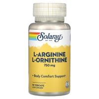 ราคา Solaray, L-Arginine L-Ornithine, 750 mg, 50 VegCaps (SOR-04880)
