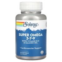 ราคา Solaray, Super Omega 3-7-9 with Vitamin D-3 & Salmon Oil, 120 Softgels (SOR-61009)