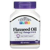 ราคา 21st Century, Flaxseed Oil, 1,000 mg, 60 Softgels (CEN-22407)