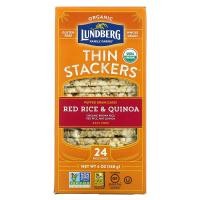 ราคา Lundberg, Organic Thin Stackers, Puffed Grain Cakes, Red Rice & Quinoa, Salt-Free, 24 Rice Cakes, 6 oz (168 g) (LRG-00048)