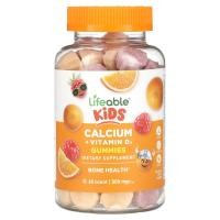ราคา Lifeable, Kids Calcium + Vitamin D3 Gummies, Natural Fruit, 250 mg, 60 Gummies (LFB-06238)