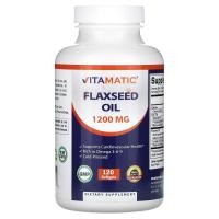 ราคา Vitamatic, Flaxseed Oil, 1,200 mg, 120 Softgels (VMC-47075)