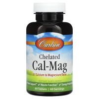 ราคา Carlson, Chelated Cal-Mag, 60 Tablets (CAR-05470)
