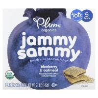ราคา Plum Organics, Jammy Sammy, Snack Size Sandwich Bar, 15 Months & Up, Blueberry & Oatmeal, 5 Bars, 1.02 oz (29 g) Each (PLO-00245)