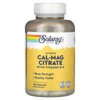 ราคา Solaray, Cal-Mag Citrate with Vitamin D-2, 2:1 Ratio, 180 VegCaps (SOR-04527)