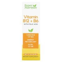 ราคา Super Nutrition, วิตามิน B12 + B6 พร้อมกรดโฟลิก ขนาด 1 ออนซ์ (30 มล.) (SPN-02199)