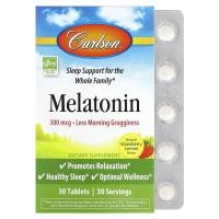ราคา Carlson, Melatonin, Natural Strawberry Lemon, 300 mcg, 30 Tablets (CAR-87360)