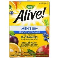 ราคา Nature's Way, Alive! วิตามินรวมสูตรครบถ้วนสำหรับผู้ชายวัย 50+ บรรจุ 50 เม็ด (NWY-13661)