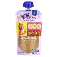 ราคา Plum Organics, Organic Baby Food, 6+ Months, Strawberry, Banana + Granola , 3.5 oz (99 g) (PLO-01350)