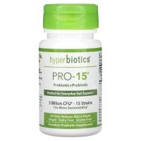 ราคา Hyperbiotics, Pro-15, Prebiotic + Probiotic, 5 Billion CFU, 30 Time-Release Micro-Pearls (HYB-11658)