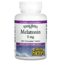 ราคา Natural Factors, Stress-Relax, Melatonin, 3 mg , 180 Chewable Tablets (NFS-02716)