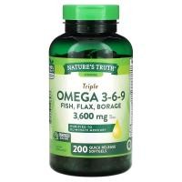 ราคา Nature's Truth, Vitamins, Triple Omega 3-6-9, Fish, Flax, Borage, 1,200 mg, 200 Quick Release Softgels (NTH-10653)