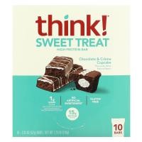 ราคา Think !, Sweet Treat High Protein Bar, Chocolate & Creme Cupcake, 10 Bars, 2.01 oz (57 g) Each (THK-71971)