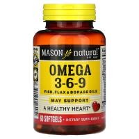 ราคา Mason Natural, Omega 3-6-9, Fish, Flax & Borage Oils, 60 Softgels (MAV-16995)