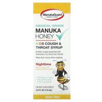 ราคา ManukaGuard, Manuka Honey, Kids Cough & Throat Syrup, Nighttime, Honey Lemon, 4 fl oz (118 ml) (MAG-00275)