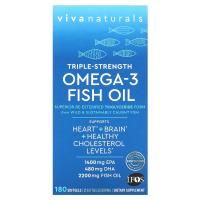 ราคา Viva Naturals, Omega-3 Fish Oil, Triple-Strength , 1,100 mg, 180 Softgels (VVA-74796)