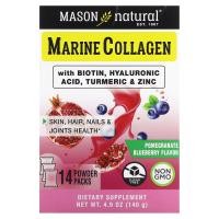 ราคา Mason Natural, Marine Collagen with Biotin, Hyaluronic Acid, Turmeric & Zinc, Pomegranate Blueberry , 14 Power Packs, 0.35 oz (10 g) Each (MAV-18266)