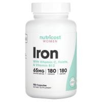ราคา Nutricost, Women, Iron, With Vitamin C, Folate, & Vitamin B12, 180 Capsules (NCS-67460)