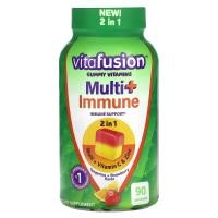 ราคา VitaFusion, Multi+ Immune Gummy Vitamins, Tangerine & Strawberry, 90 Gummies (VFU-28013)