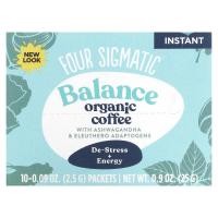 ราคา Four Sigmatic, Instant Organic Coffee with Ashwagandha & Eleuthero Adaptogens, Balance, Medium Roast, 10 Packets, 0.09 oz (2.5 g) Each (FSM-02061)