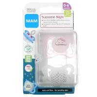 ราคา MAM, Supreme Night Pacifier, 0-6 Months, Pink/Clear, 2 Count (AMM-06164)
