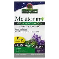 ราคา Nature's Answer, Melatonin+, 5 mg, 60 Vegetarian Capsules (NTA-16565)