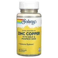 ราคา Solaray, ผลิตภัณฑ์เสริมอาหารซิงค์และทองแดง พร้อมสาหร่ายเคลป์และเมล็ดฟักทอง บรรจุ VegCap 100 แคปซูล (SOR-47105)