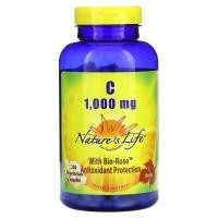 ราคา Nature's Life, Vitamin C With Bio-Rose, 1,000 mg, 250 Vegetarian Capsules (NLI-00322)
