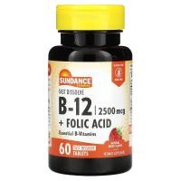 ราคา Sundance Vitamins, Fast Dissolve B-12 + Folic Acid, Natural Berry, 60 Fast Dissolve Tablets (SDE-10226)