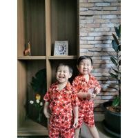 ราคา FAB Family ชุดเด็กลายดอกป๊อปปี้สีแดง เสื้อพี่น้องน่ารัก (13369383320)