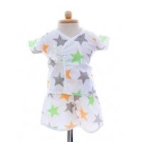 ราคา Shawn's Baby เสื้อแขนสั้นพร้อมกางเกงขาสั้น ลายการ์ตูนรูปดาว สีส้มเขียวเทา (size S) (28013)