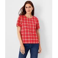 ราคา Ann Taylor Petite Plaid Knit Top - Jubilee (4215632370331)