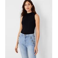 ราคา Ann Taylor Ribbed Mock Neck Sweater Shell Top - Black (4215632692242)