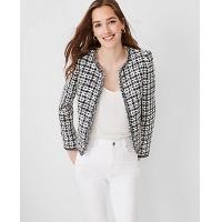 ราคา Ann Taylor Fringe Tweed Puff Sleeve Jacket - Black Multi (4215633509808)