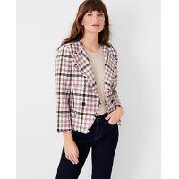ราคา Ann Taylor The Cutaway Jacket in Houndstooth Fringe Tweed - Summer Orchid (4215633768526)