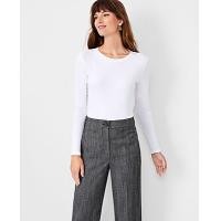 ราคา Ann Taylor Petite Long Sleeve Crew Neck Top - White (4215633801216)