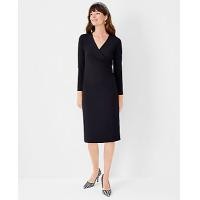 ราคา Ann Taylor Petite Wrap Sheath Dress - Black (4215633855349)