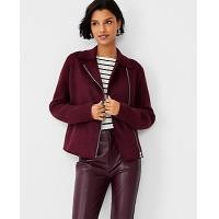 ราคา Ann Taylor Faux Suede Moto Sweater Jacket - Smoked Garnet (4215633865409)