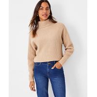 ราคา Ann Taylor Ribbed Cashmere Mock Neck Sweater - Golden Camel (4215633904245)