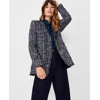 ราคา Ann Taylor Shimmer Fringe Tweed Cardigan Jacket - Black Multi Tweed (4215634159934)