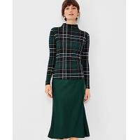 ราคา Ann Taylor Plaid Turtleneck Top - Boxwood Green (4215634229002)